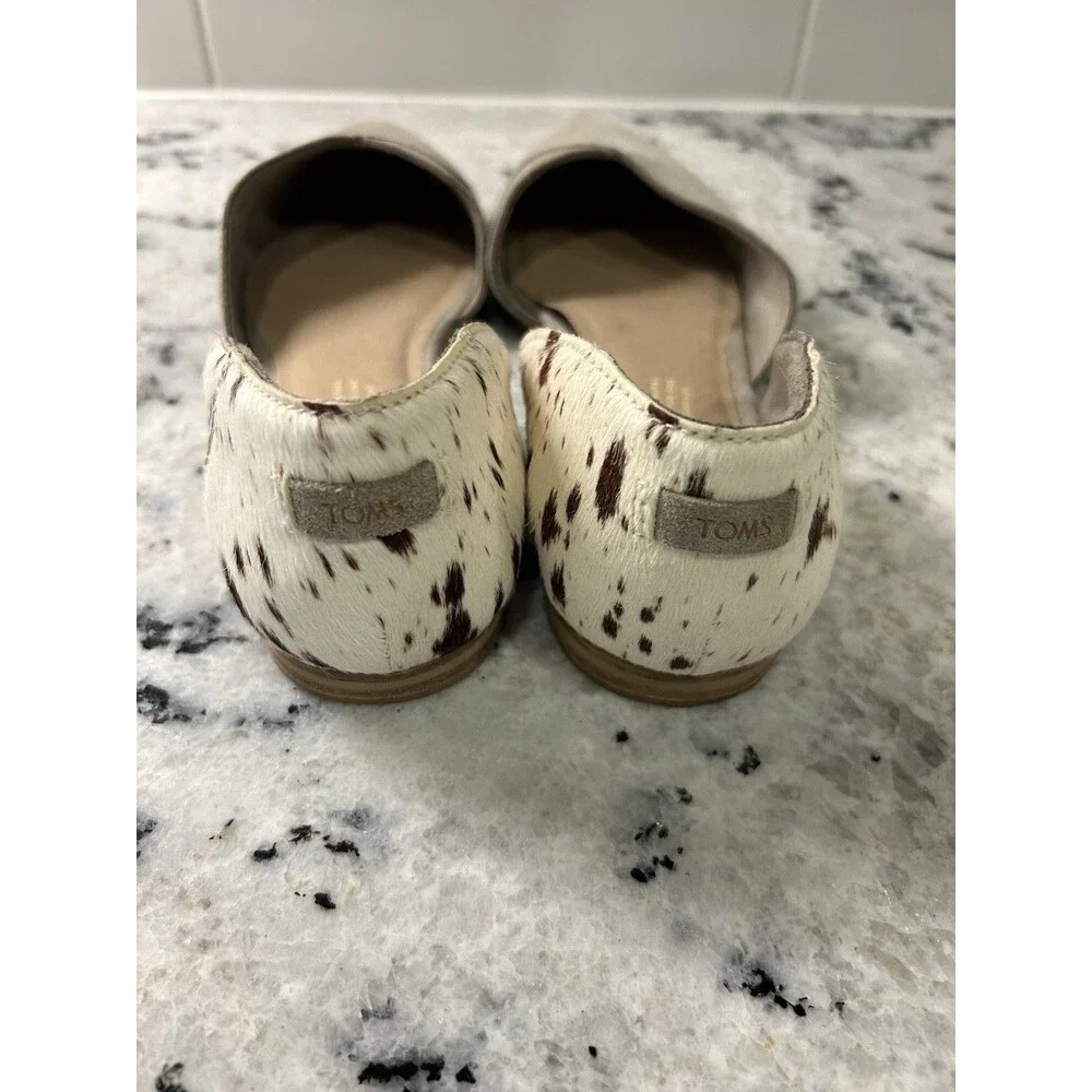 TOMS Julie D'Orsay Flats in Taupe Suede & Cow Hair Size 8 Western Preppy Casual